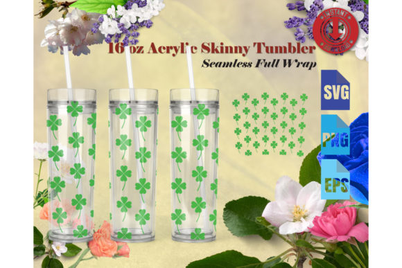 16oz Acrylic Skinny Tumbler Clover Graphics & Crafts
