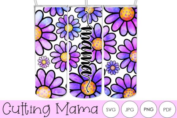 20 Oz Skinny Tumbler Purple Daisy Mama Graphics