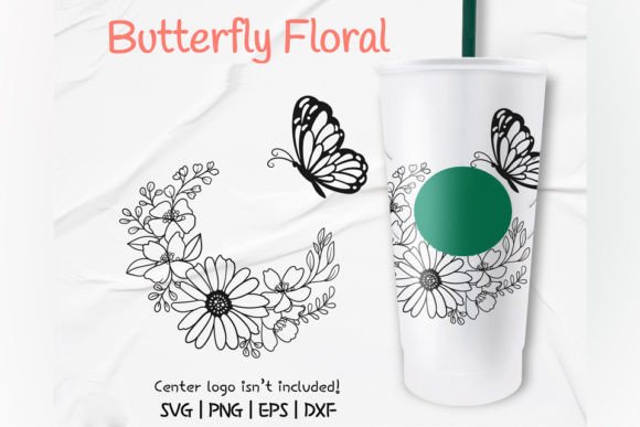 Butterfly Floral Custom Text Cold Cup 24: Graphics for Crafts