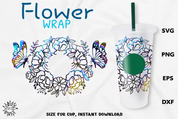 Butterfly Floral Venti Cup for Crafts & Graphics