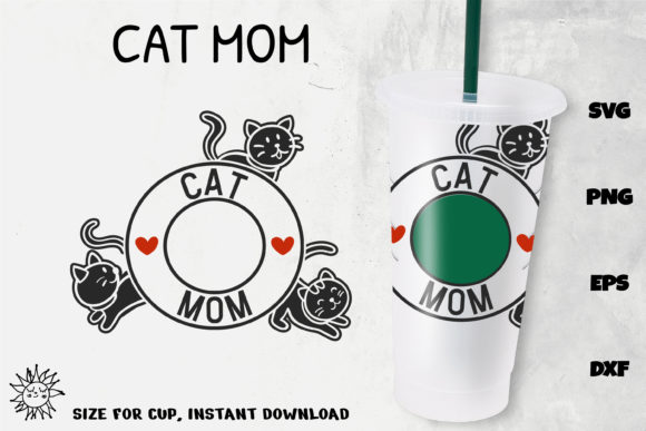 Cat Mom Wrap Venti Cold Cup 24 Oz. Graphics & Crafts