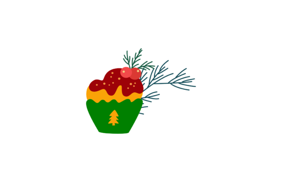 Christmas Ornament Cup Cake Design Xmas Graphics