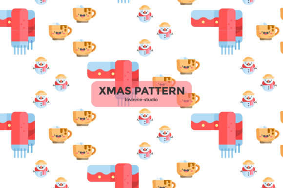 Christmas Pattern Scarf Cup Snowman Graphics