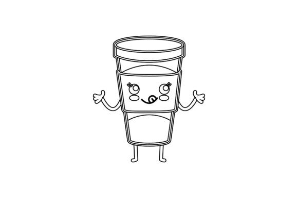 Coffee Cup Chocolate Kawaii Outline Graphics