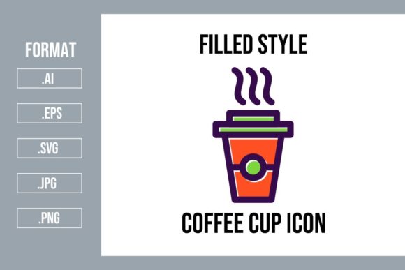 Coffee Cup Filled Icon for Graphics and Icons