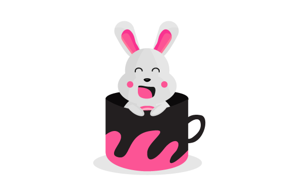 Cute Animal Bunny Character Inside Cup Graphics