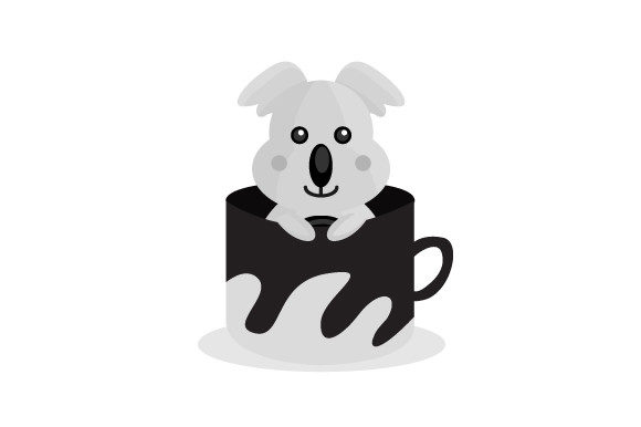 Cute Animal Koala Character Inside Cup Graphics
