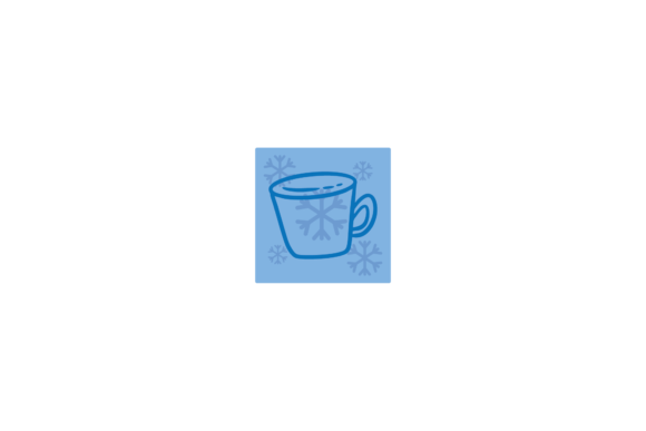 Drink Tea Cup Icon Blue Snow Christmas Graphics