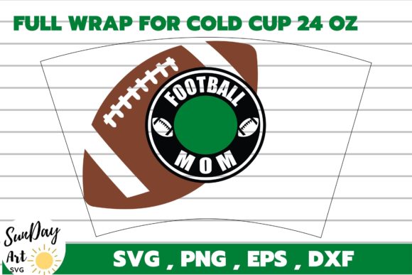 Full Wrap Football Mom Cold Cup 24 Oz Graphics