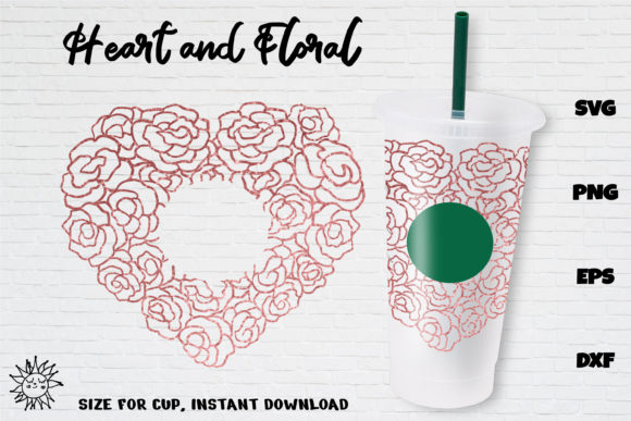 Heart Floral Venti Cold Cup 24 Oz Graphics & Crafts