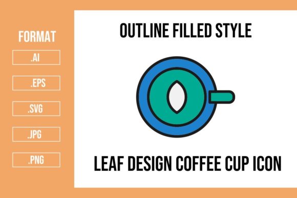 Leaf Coffee Cup Icon for Graphics and Icons