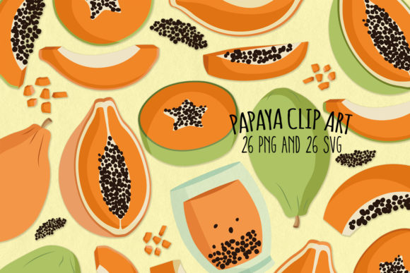 Papaya SVG Clipart Set of 26: Graphics and Illustrations for Creative Brands