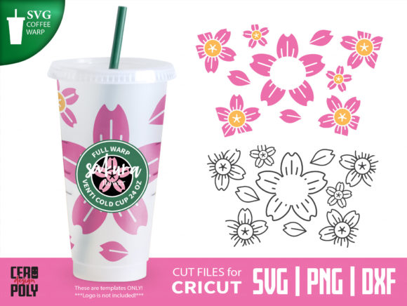Sakura Flower 24 Oz Venti Cold Cup Wrap Graphics and Crafts