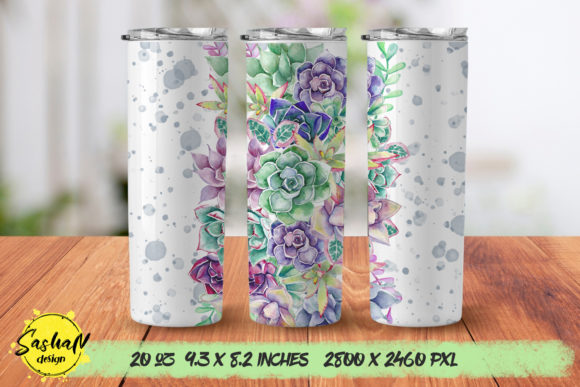 Succulent 20oz Skinny Tumbler Designs: Graphics & Print Templates