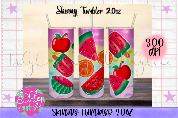 Summer Tumbler 20oz Skinny, Watermelon Graphics
