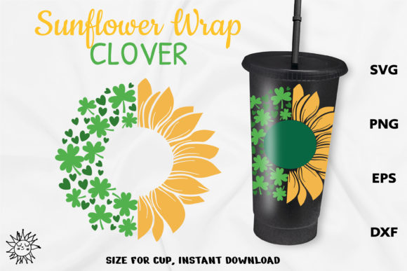 Sunflowers Clovers Full Wrap Cold Cup Graphics
