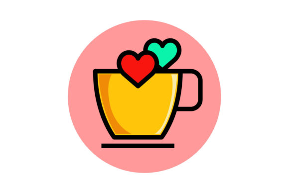 Valentine Icon Cup Fill Outline Graphics and Icons